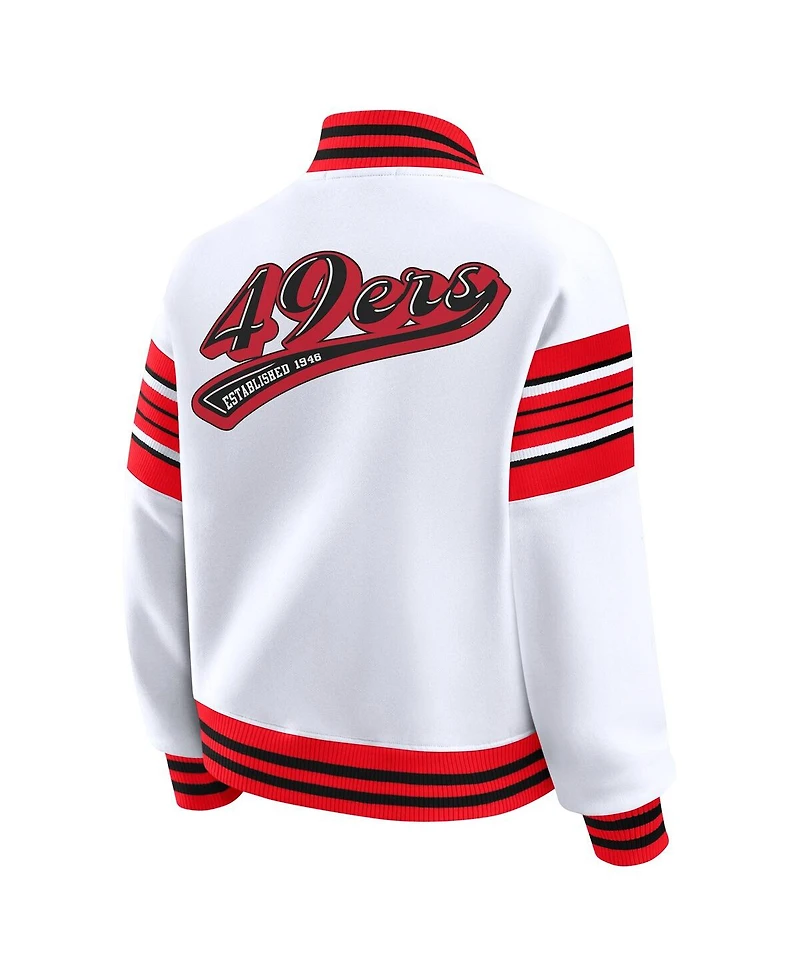 Wear by Erin Andrews Women's White San Francisco 49ers Full-Snap Fleece Sweatshirt Jacket