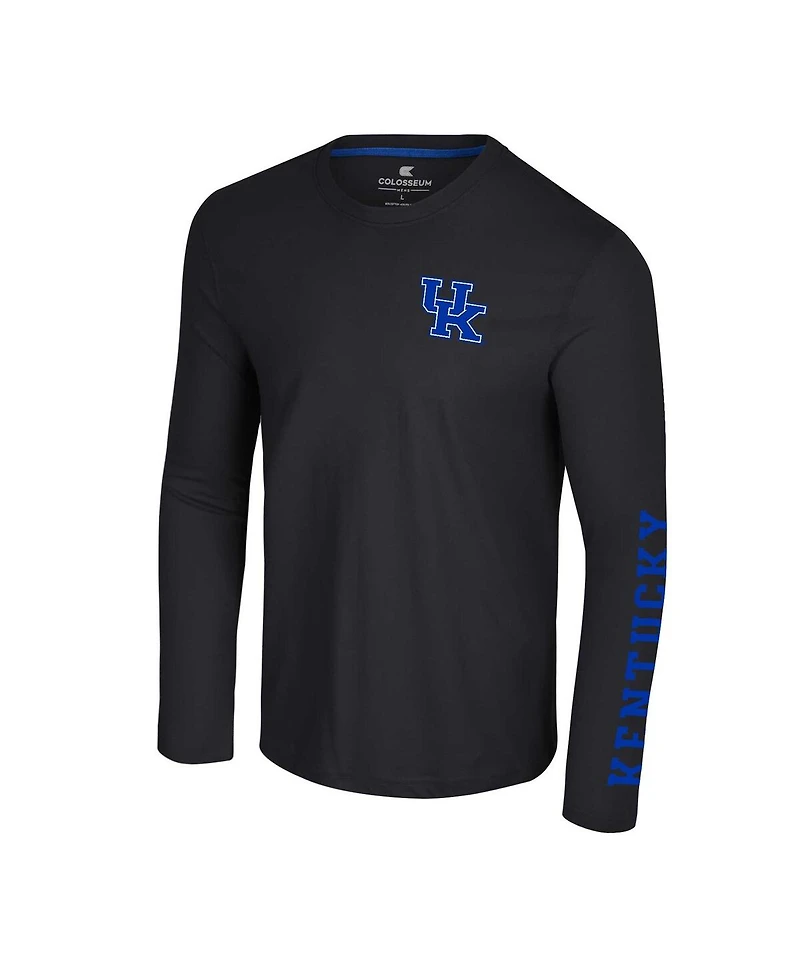 Colosseum Men's Black Kentucky Wildcats Logo Lockup 3-Hit Active Blend Long Sleeve T-Shirt