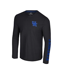 Colosseum Men's Black Kentucky Wildcats Logo Lockup 3-Hit Active Blend Long Sleeve T-Shirt