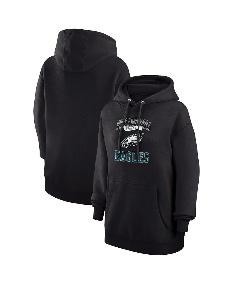 G-iii 4Her by Carl Banks Women's Black Philadelphia Eagles Team Logo Graphic Fleece Tri-Blend Pullover Hoodie