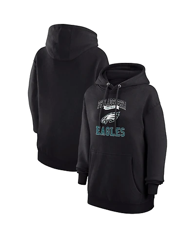 G-iii 4Her by Carl Banks Women's Black Philadelphia Eagles Team Logo Graphic Fleece Tri-Blend Pullover Hoodie