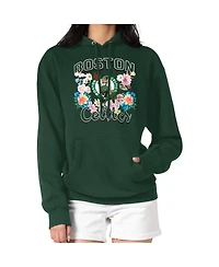 G-iii 4Her by Carl Banks Women's Green Boston Celtics Flowers Team Logo Graphic Fleece Pullover Hoodie
