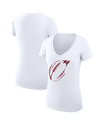 G-iii 4Her by Carl Banks Women's White Tampa Bay Buccaneers Super-Slim Fit Lightweight Subtle Football V-Neck T-Shirt
