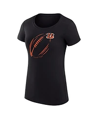 G-iii 4Her by Carl Banks Women's Black Cincinnati Bengals Super-Slim Fit Lightweight Subtle Football T-Shirt