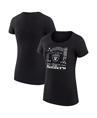 G-iii 4Her by Carl Banks Women's Black Las Vegas Raiders Super-Slim Fit Lightweight Collage Team T-Shirt
