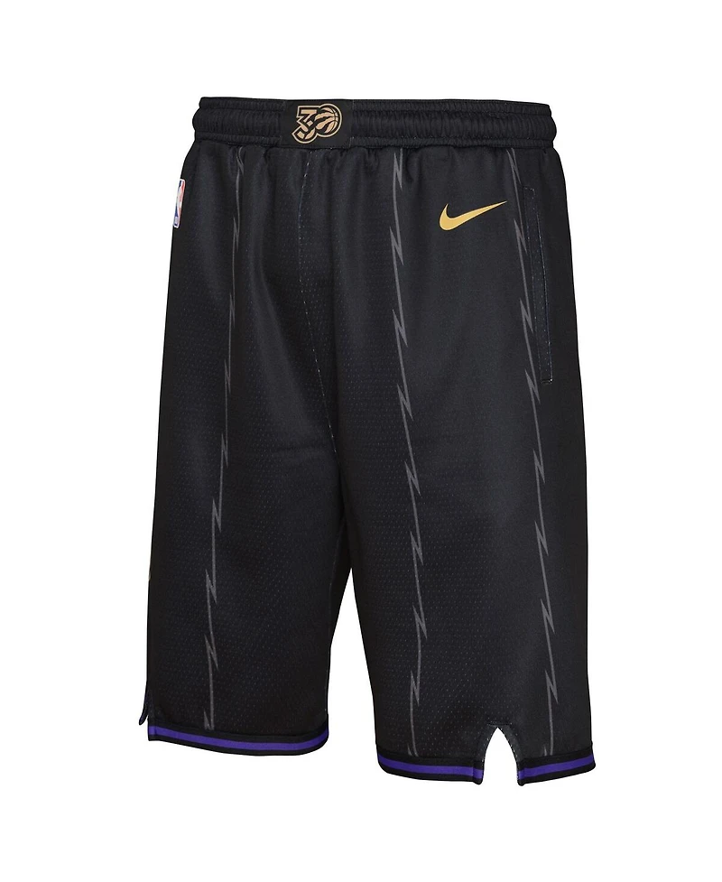 Nike Big Boys and Girls Black Toronto Raptors 2024/25 City Edition Swingman Performance Shorts