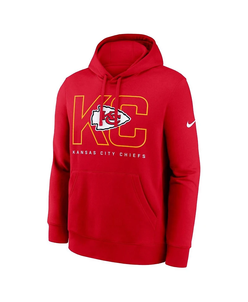 Nike Men's Red Kansas City Chiefs Busted Play Club Fleece Pullover Hoodie