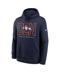 Nike Men's Navy Denver Broncos Busted Play Club Fleece Pullover Hoodie