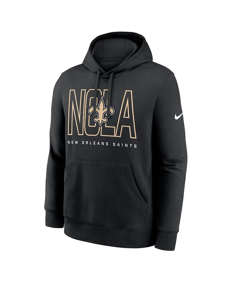Nike Men's Black New Orleans Saints Busted Play Club Fleece Pullover Hoodie