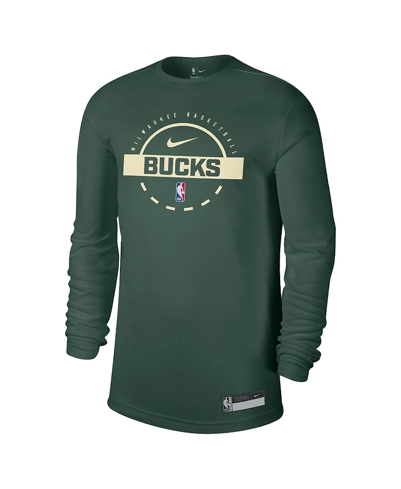 Nike Men's Hunter Green Milwaukee Bucks 2025/26 On-Court Flare Performance Practice Long Sleeve T-Shirt