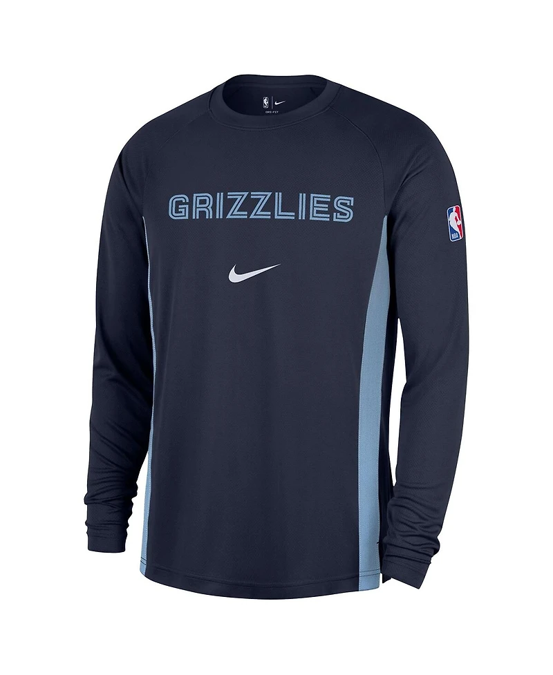 Nike Men's Navy Memphis Grizzlies 2025/26 Authentic Pre-Game Legend Dri-fit Long Sleeve Shooting Shirt