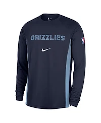 Nike Men's Navy Memphis Grizzlies 2025/26 Authentic Pre-Game Legend Dri-fit Long Sleeve Shooting Shirt