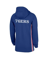 Nike Men's Blue Philadelphia 76ers Authentic on Court Zone Quarter-Zip Dri-fit Hoodie Jacket