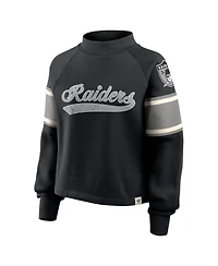 Fanatics Women's Black Las Vegas Raiders Oversized Hometown Toss Sweep Mock Neck Pullover Top
