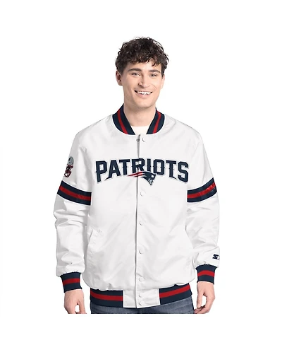 Starter Men's White New England Patriots Scout Full-Snap Varsity Jacket