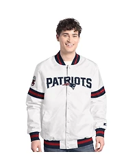 Starter Men's White New England Patriots Scout Full-Snap Varsity Jacket