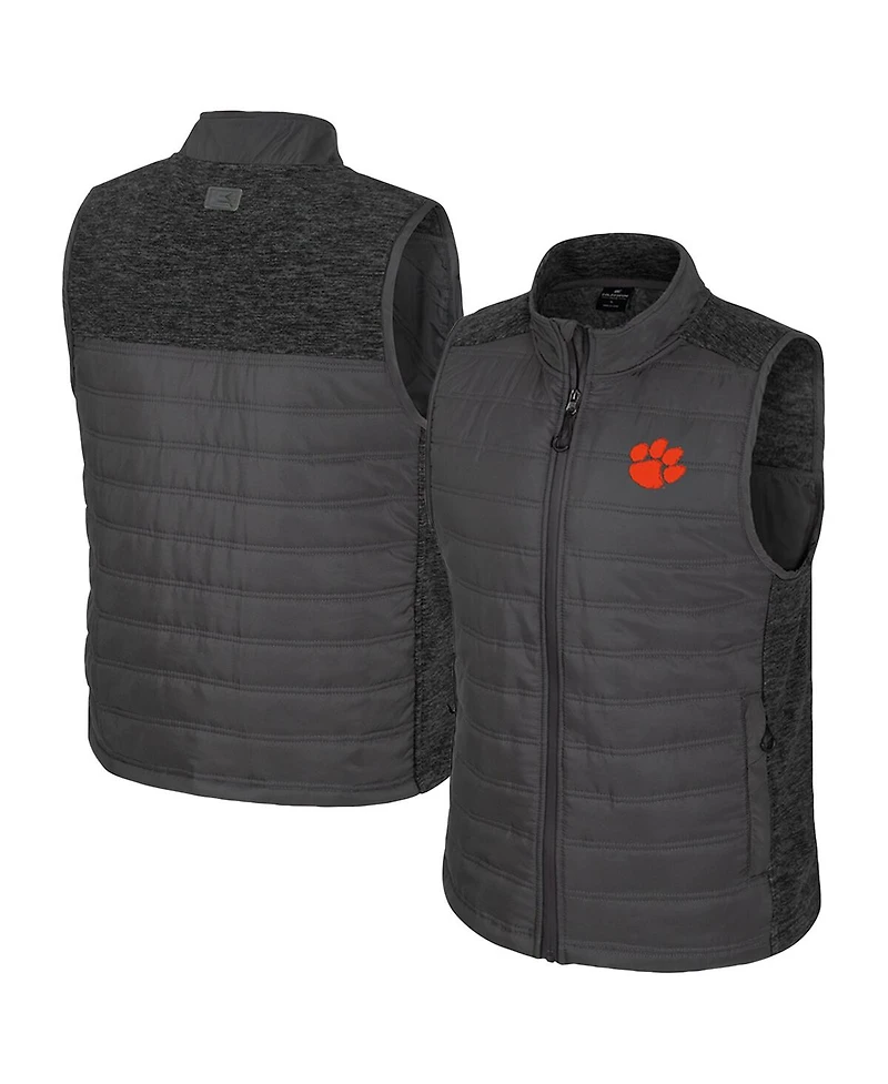 Colosseum Men's Charcoal Clemson Tigers Nightman Full-Zip Puffer Vest