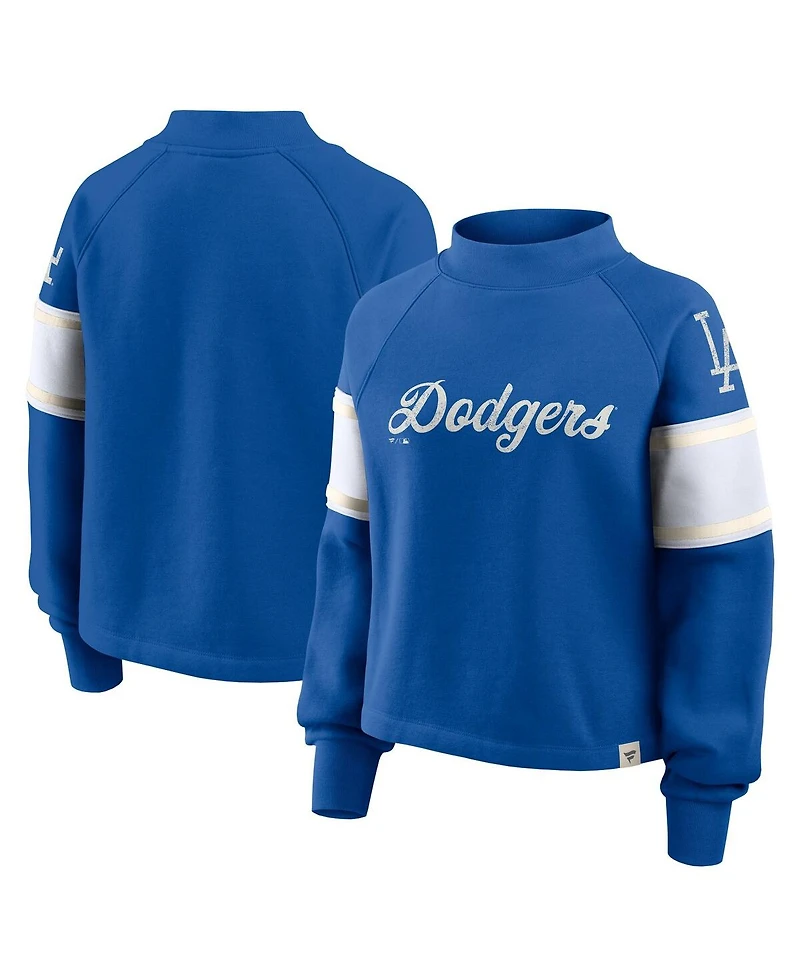 Fanatics Women's Royal Los Angeles Dodgers Oversized Toss Sweep Raglan Pullover Sweatshirt