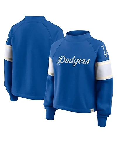Fanatics Women's Royal Los Angeles Dodgers Oversized Toss Sweep Raglan Pullover Sweatshirt
