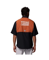 Columbia Men's Black Texas Longhorns Tamiami Color Block Omni-Shade Button-Down Shirt