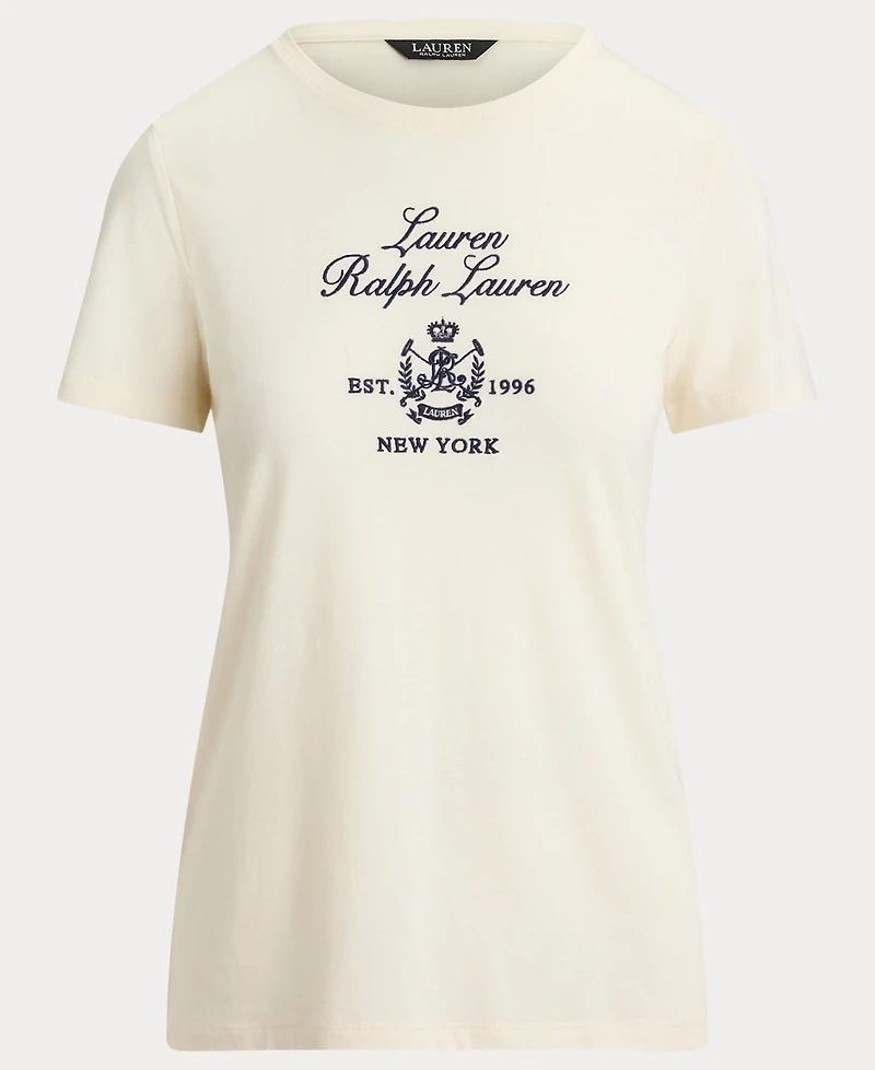 Lauren Ralph Women's Katlin Embroidered Crest Short Sleeve T-Shirt