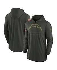 Nike Men's Forest Green Los Angeles Chargers 2025 Salute to Service Sideline Dri-fit Lightweight Hooded Pullover Hoodie
