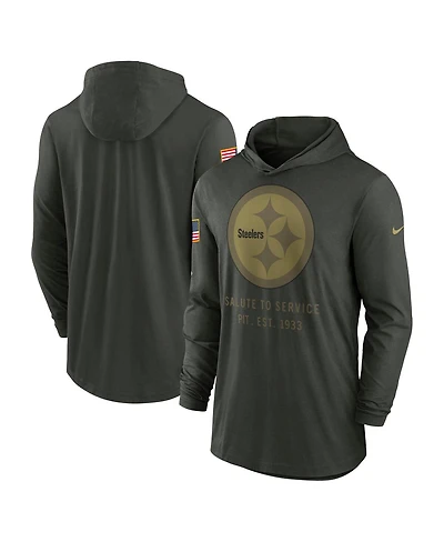 Nike Men's Forest Green Pittsburgh Steelers 2025 Salute to Service Sideline Dri-fit Lightweight Hooded Pullover Sweatshirt