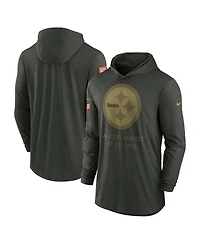 Nike Men's Forest Green Pittsburgh Steelers 2025 Salute to Service Sideline Dri-fit Lightweight Hooded Pullover Sweatshirt
