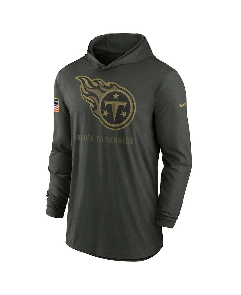 Nike Men's Forest Green Tennessee Titans 2025 Salute to Service Sideline Dri-fit Lightweight Hooded Pullover Sweatshirt