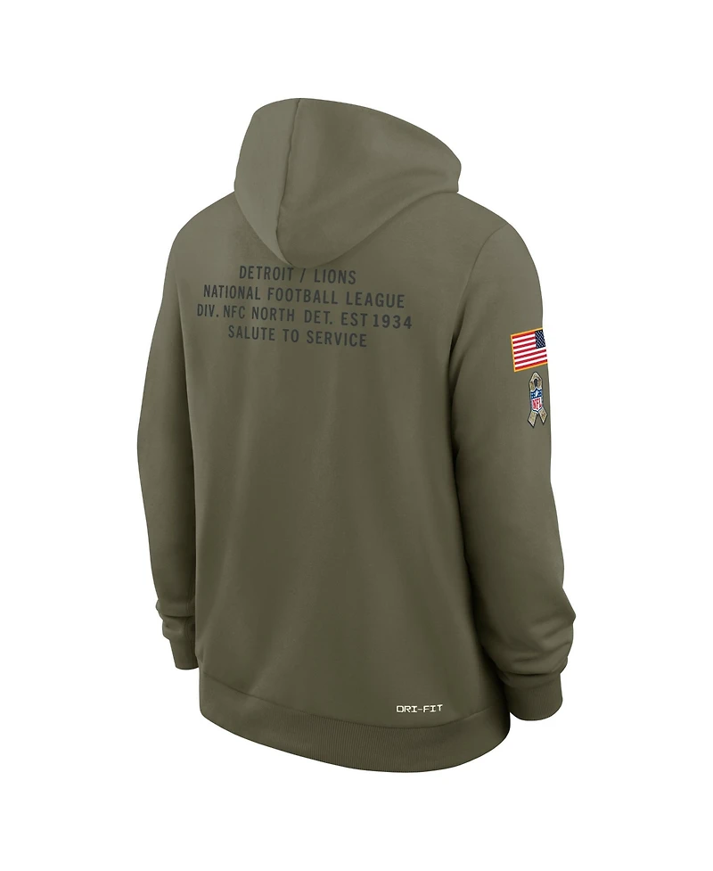 Nike Men's Olive Detroit Lions 2025 Salute to Service Sideline Standard Issue Dri-fit Hoodie