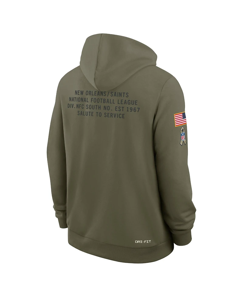 Nike Men's Olive New Orleans Saints 2025 Salute to Service Sideline Standard Issue Dri-fit Hoodie