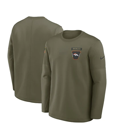Nike Men's Olive Denver Broncos 2025 Salute to Service Sideline Coaches Therma-fit Long Sleeve Shirt
