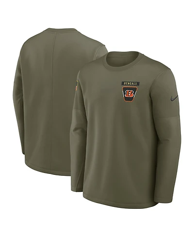 Nike Men's Olive Cincinnati Bengals 2025 Salute to Service Sideline Coaches Therma-fit Long Sleeve Shirt