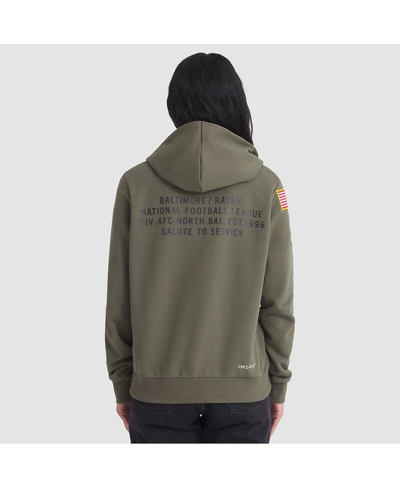 Nike Women's Olive Baltimore Ravens 2025 Salute to Service Sideline Standard Issue Dri-fit Hoodie