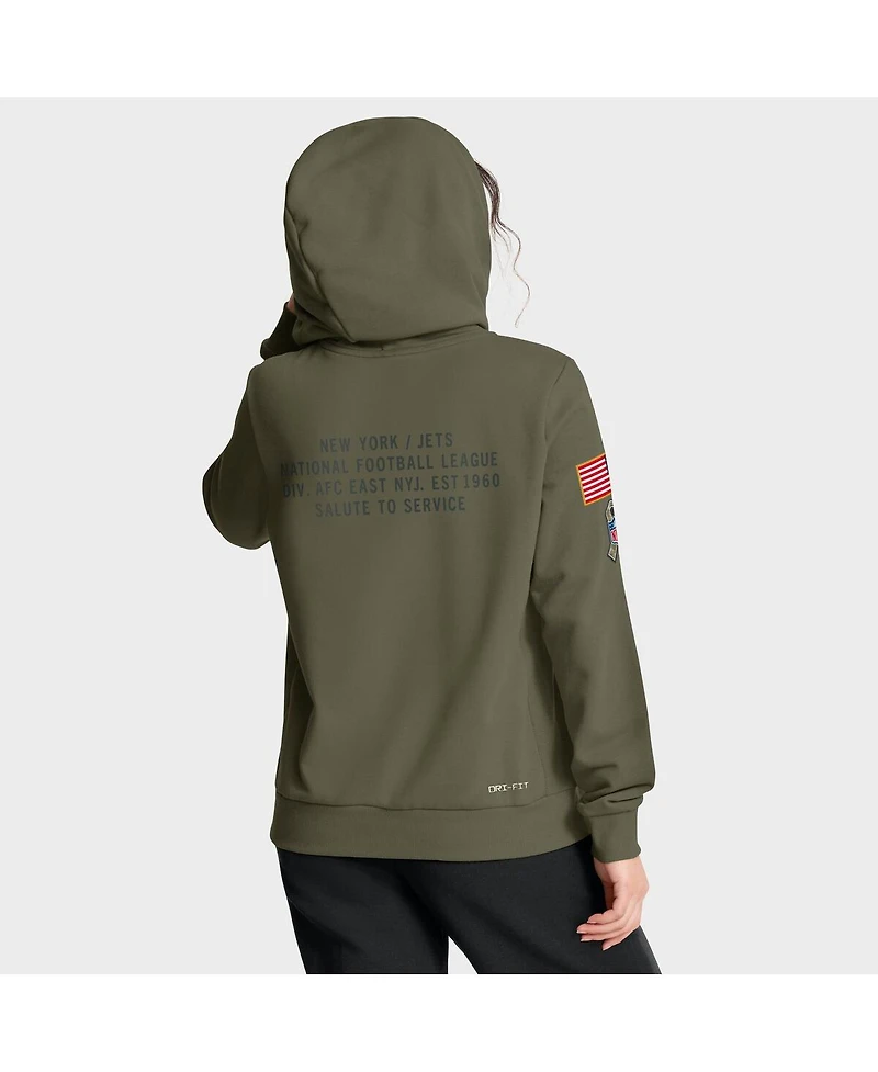 Nike Women's Olive New York Jets 2025 Salute to Service Sideline Standard Issue Dri-fit Hoodie