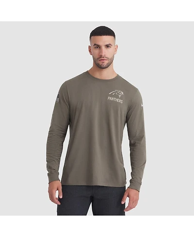 Nike Men's Olive Carolina Panthers 2025 Salute to Service Sideline Long Sleeve T-Shirt