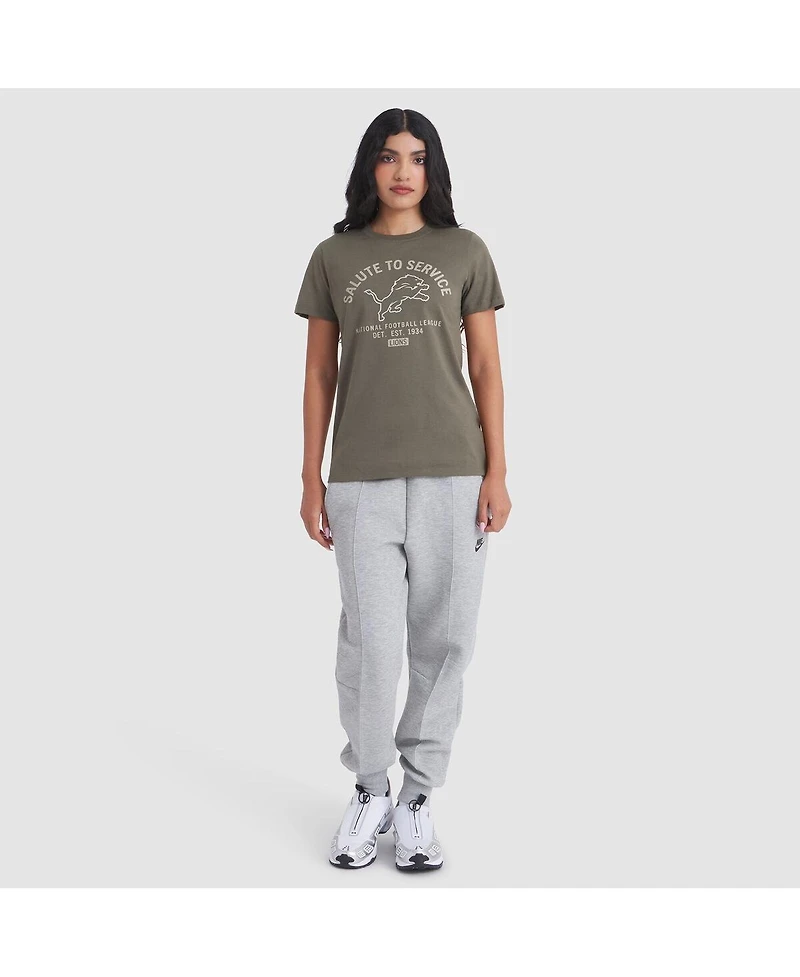 Nike Women's Olive Detroit Lions 2025 Salute to Service Sideline T-Shirt