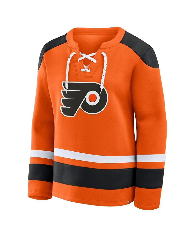 Fanatics Women's Orange Philadelphia Flyers Icing Long Sleeve Lace Up Sweatshirt