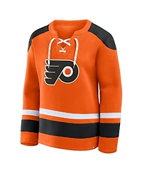 Fanatics Women's Orange Philadelphia Flyers Icing Long Sleeve Lace Up Sweatshirt