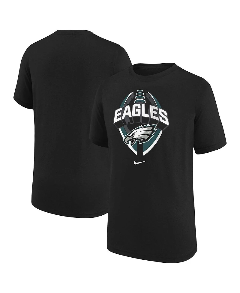 Nike Big Boys and Girls Black Philadelphia Eagles Icon Legend T-Shirt