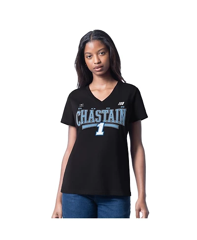 G-iii 4Her by Carl Banks Women's Black Ross Chastain Cheer Dance V-Neck T-Shirt