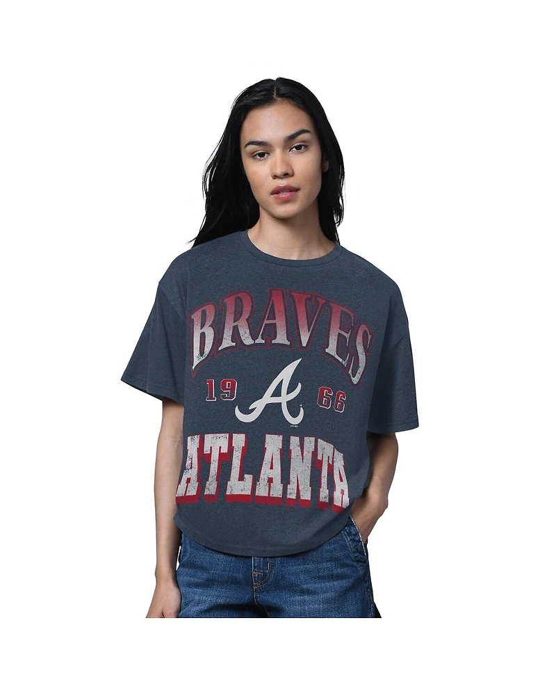 Starter Women's Heather Navy Atlanta Braves Oversized Hall of Fame T-Shirt