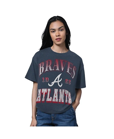 Starter Women's Heather Navy Atlanta Braves Oversized Hall of Fame T-Shirt