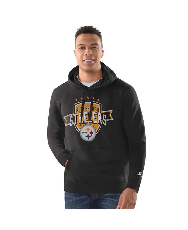 Starter Men's Black Pittsburgh Steelers Pullover Hoodie