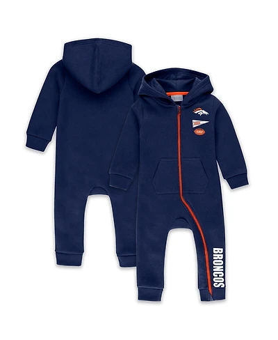 Wear by Erin Andrews Baby Boys and Girls Navy Denver Broncos Hooded Fleece Coverall