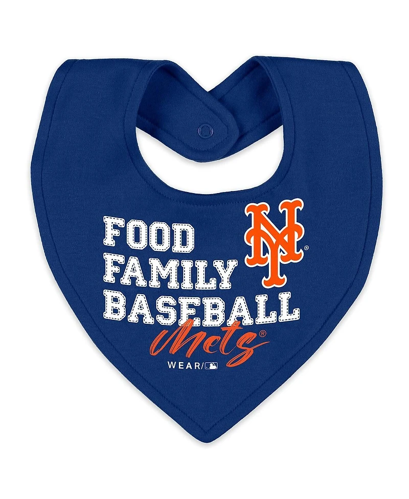 Wear by Erin Andrews Baby Boys and Girls 2-Piece Heather Gray New York Mets Sleep Play Full-Zip Sleeper Bib Set
