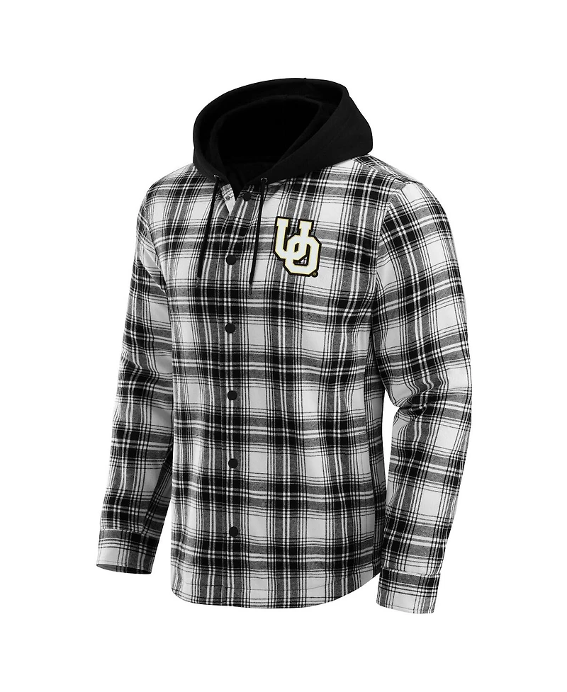 Darius Rucker Collection by Fanatics Men's Black Oregon Ducks Plaid Flannel Quilted Full-Snap Hooded Shacket