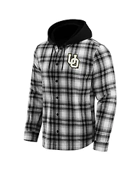 Darius Rucker Collection by Fanatics Men's Black Oregon Ducks Plaid Flannel Quilted Full-Snap Hooded Shacket