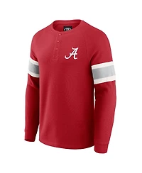 Darius Rucker Collection by Fanatics Men's Crimson Alabama Tide Waffle-Knit Raglan Long Sleeve Henley T-Shirt