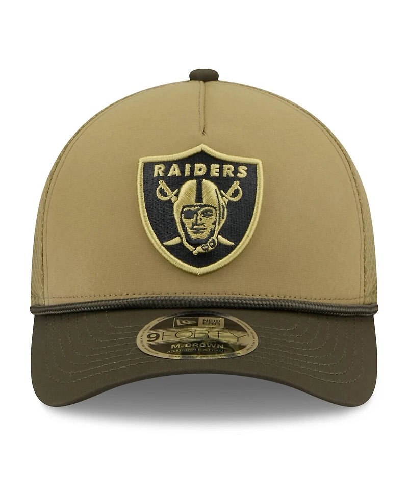 New Era Men's Green Las Vegas Raiders 2025 Salute to Service 9FORTY A-Frame M-Crown Adjustable Hat